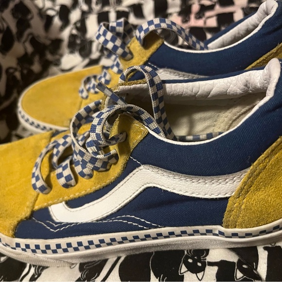 Vans Kids Size 3 Yellow and Blue Old School checkered laces shoes Sneakers - Picture 6 of 6